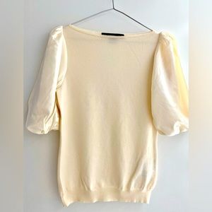 Ralph Lauren Cashmere Crew Neck Silk Puff Sleeve Sweater